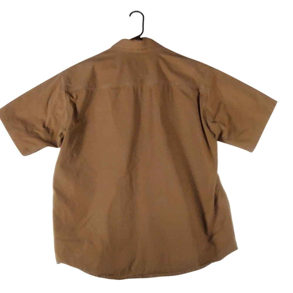 Cabelas Mens XL Tall Tan Cotton Canvas Short Sleeve Work Shirt Button Down - Picture 3 of 7